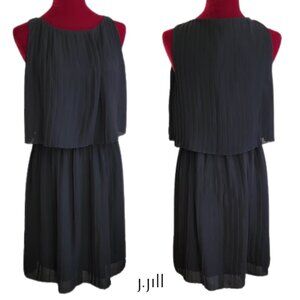J. Jill Woman's Layered Pleated Knee Length Sleeveless Black Wearever Dress SP
